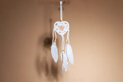 Lapač Snů Srdce 7 cm – Bílý