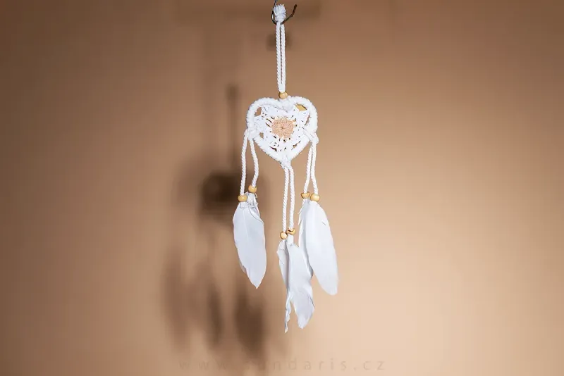 Lapač Snů Srdce 7 cm – Bílý Lapač Snů Srdce 7 cm – Bílý