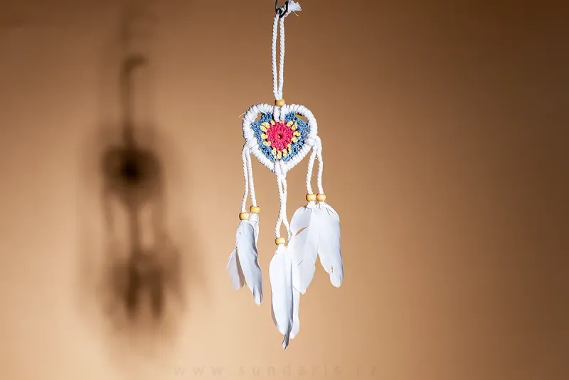 Lapač Snů Srdce 7 cm – Červeno-modrý Lapač Snů Srdce 7 cm – Červeno-modrý