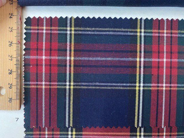 Yarn Dyed Cotton Gabardine Black and Red Tartan Plaid Japanese Import