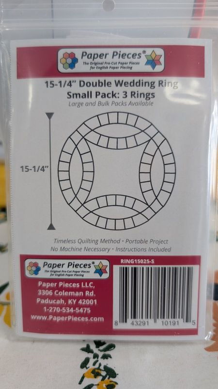 15 1/4" Double Wedding Ring Small Pack 3 Rings EPP