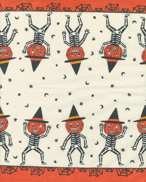 16" Toweling Classic Retro Holiday Pumpkin Skeleton Moda