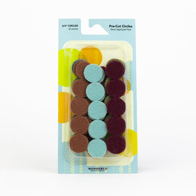 3/4"  Pre-Cut Wool Circles Applique Pack (Assorted Colors) Wonderfil