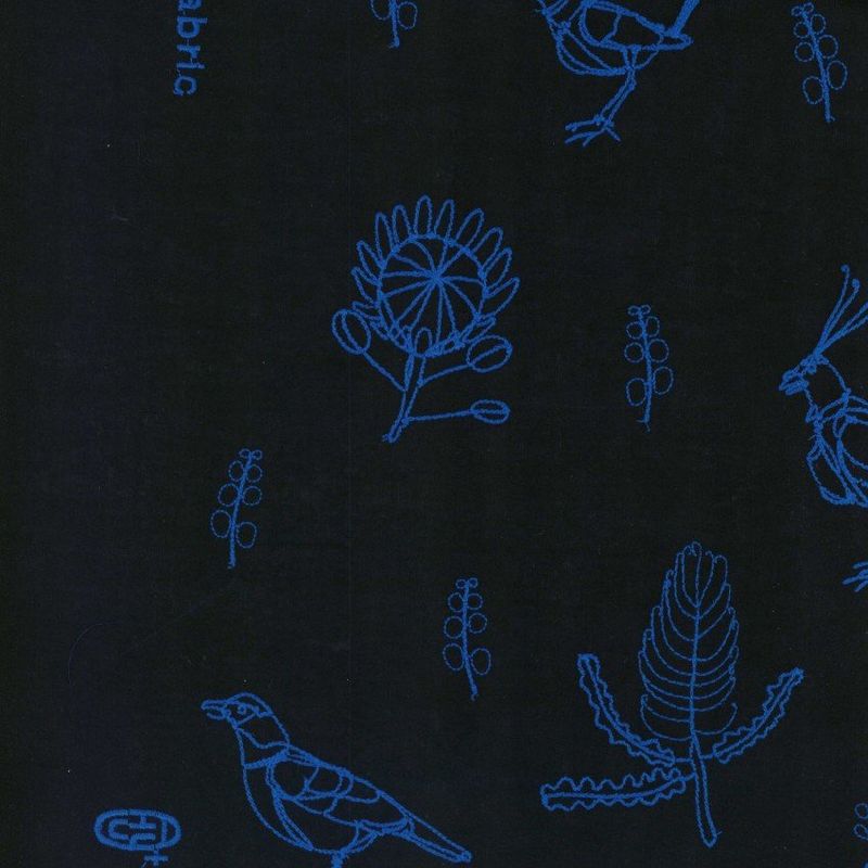 Bird Embroidered Cotton Linen Sheeting Kokka
