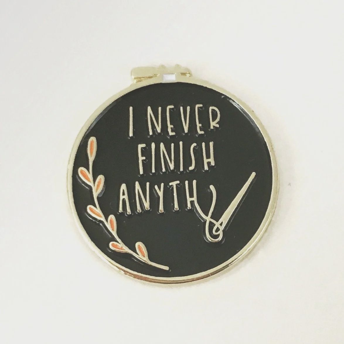 Black "I Never Finish Anything" Needle Minders