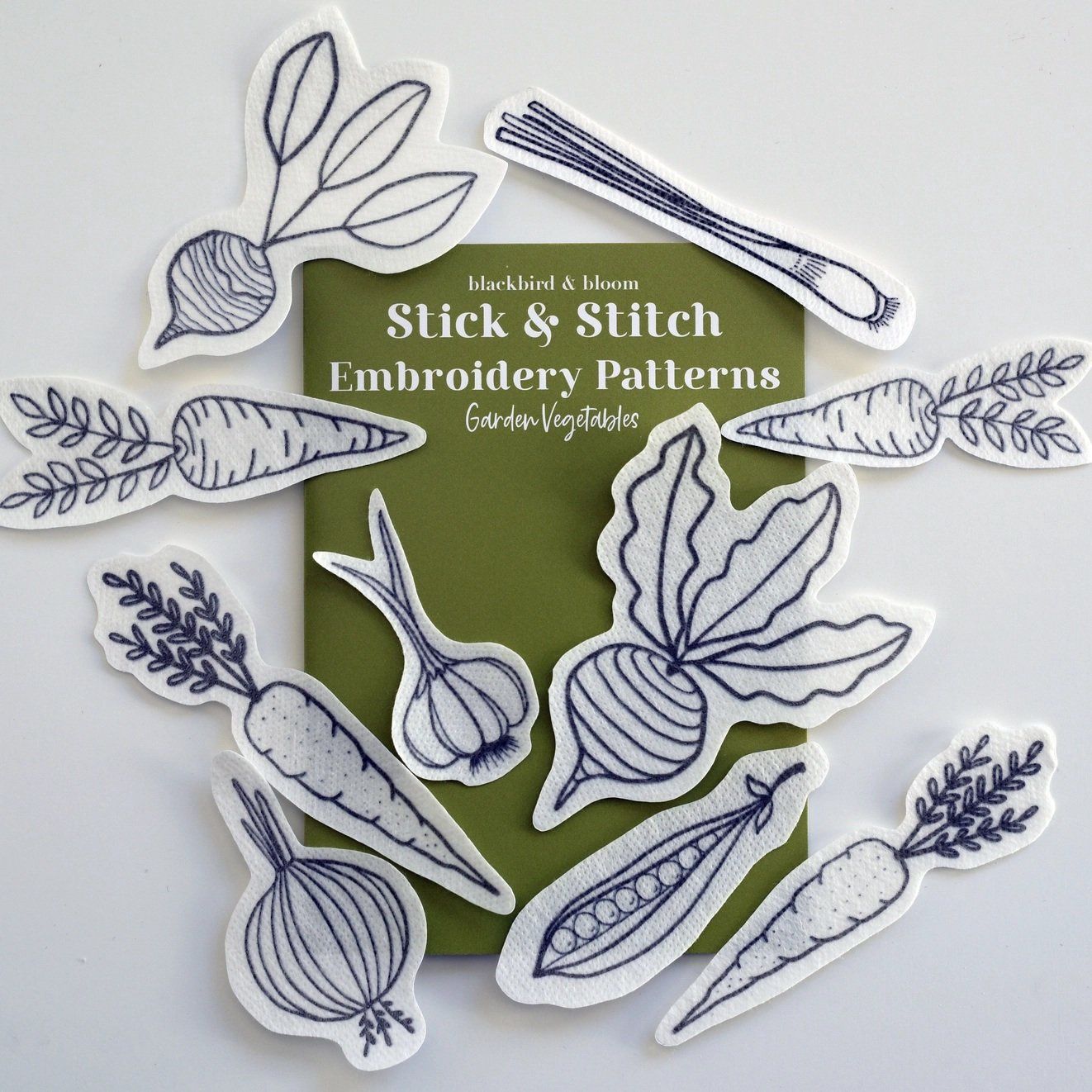 Blackbird &amp; Bloom Garden Vegetables Stick &amp; Stitch Embroidery Patterns