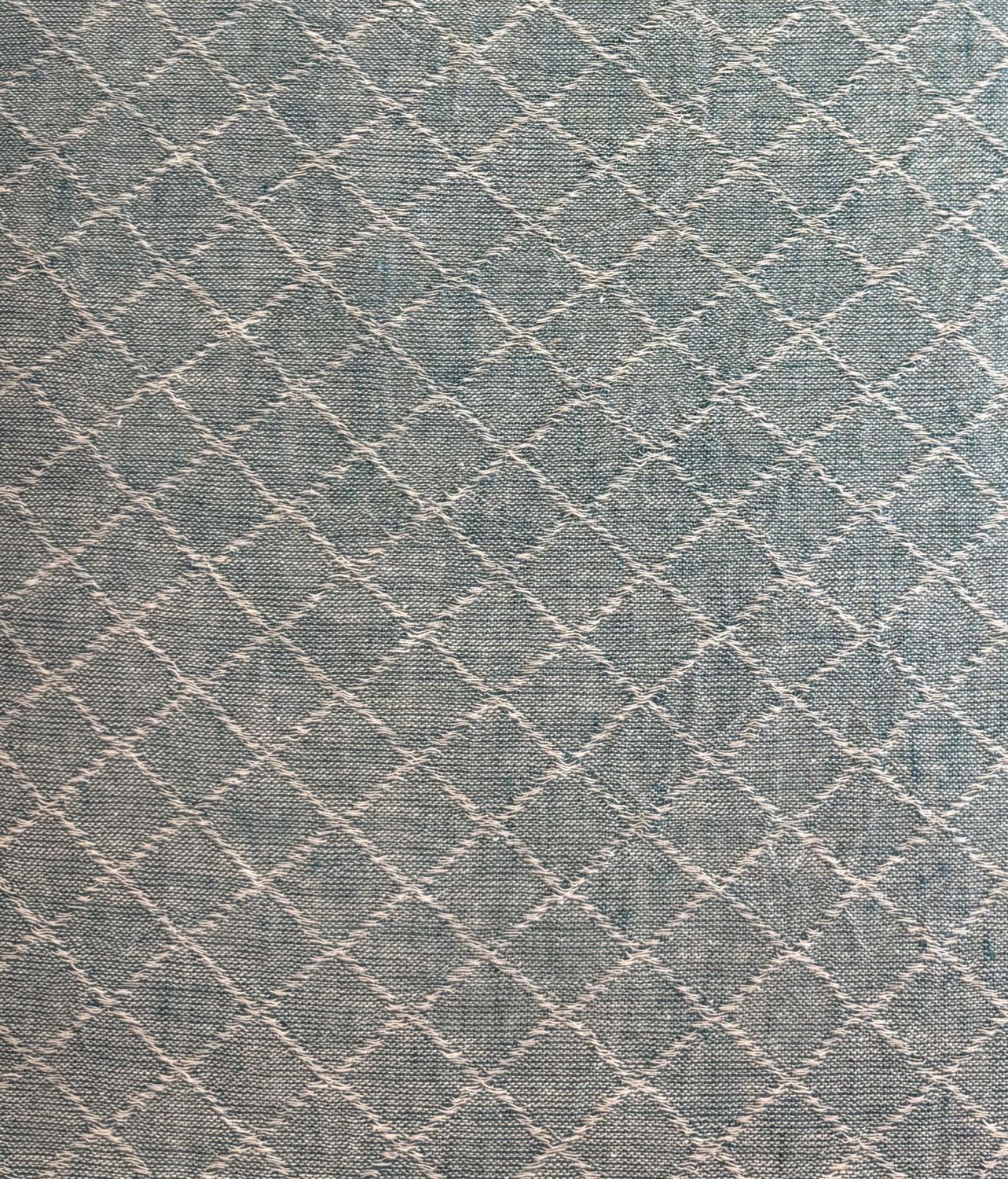 Blue Diamond Dobby Weave Yarn Dye Cotton Linen Blend Japanese Import Asaki