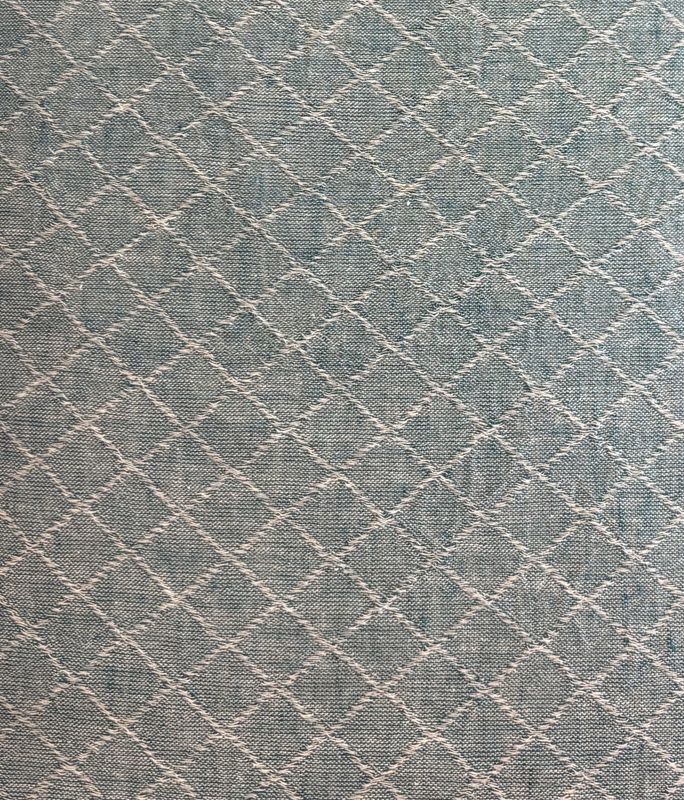 Blue Diamond Dobby Weave Yarn Dye Cotton Linen Blend Japanese Import Asaki