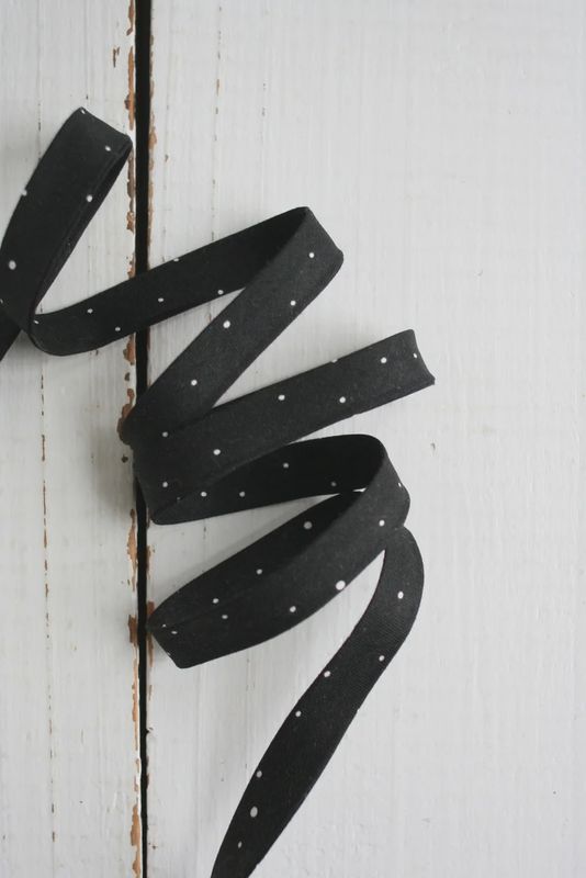1/2" Double Fold Bias Binding - Black Dot