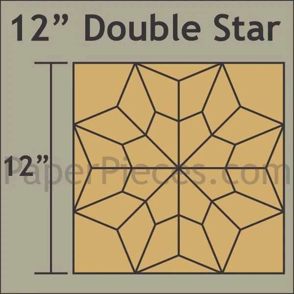 12" Double Star 1 Block EPP Paper Pieces