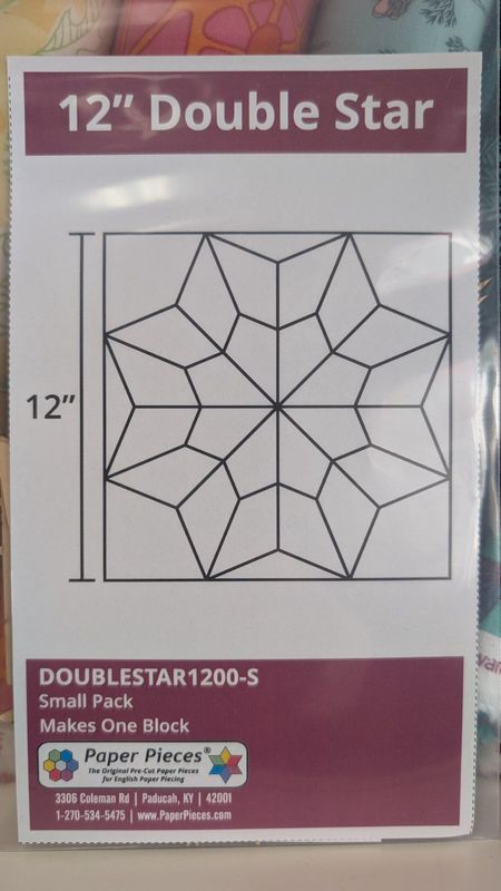 12" Double Star 1 Block EPP Paper Pieces