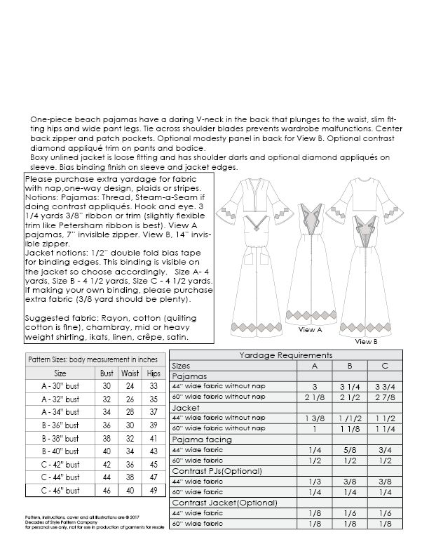 1930s Last Resort Beach PJs - Decades of Style Pattern Company