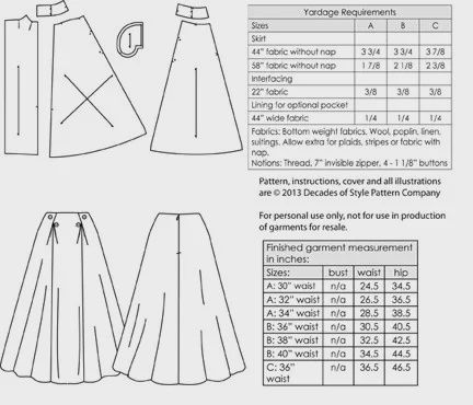 1950s PB&amp;J Skirt - Decades of Style Pattern Company