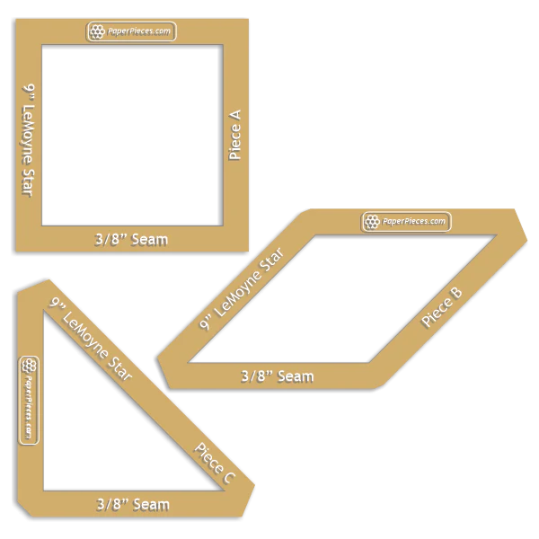 9" LeMoyne Star 3pc Acrylic Template EPP Paper Pieces