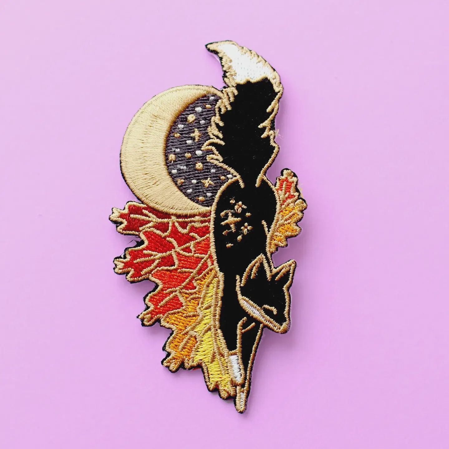 Autumn Fox Embroidered Patch Glitter Punk
