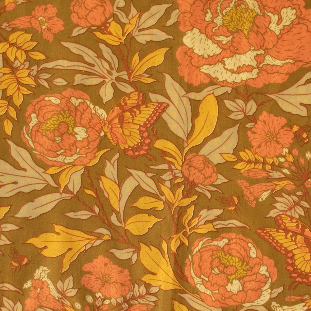 Bountiful by Mustard Beetle - Mossy Peonies - Organic Cotton Lawn