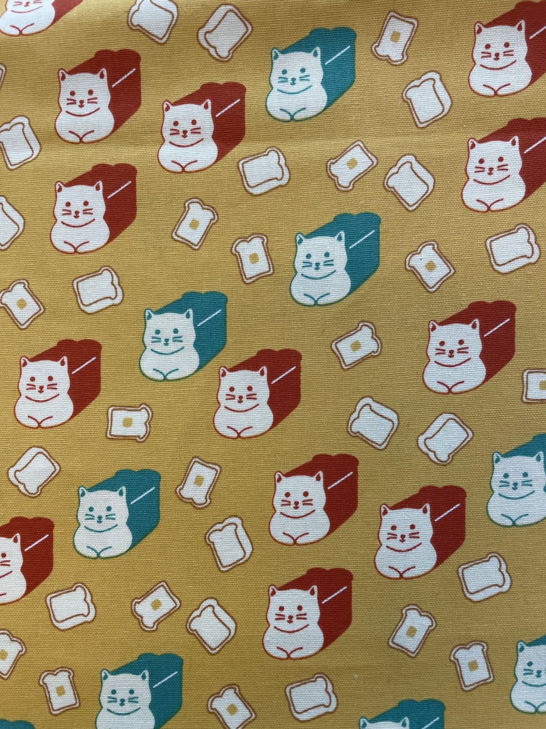 Bread Cat Fat Quarter 20" x 29" Water resistant canvas Japanese Import