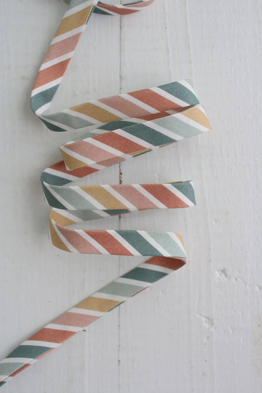 1/2" Double Fold Bias Binding - Boho Rainbow Stripe