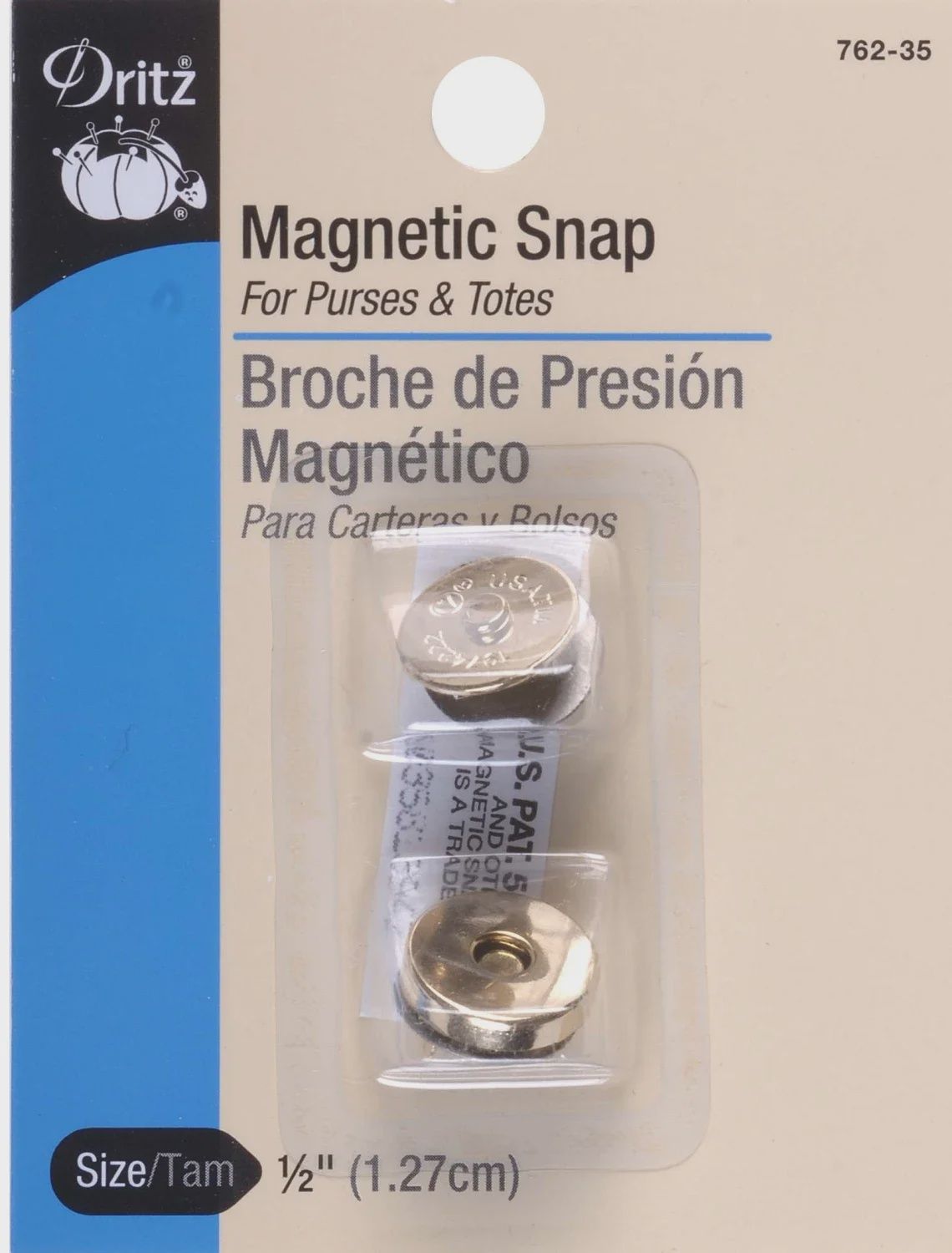 1/2" Magnetic Snap Gilt Finish Single Snap