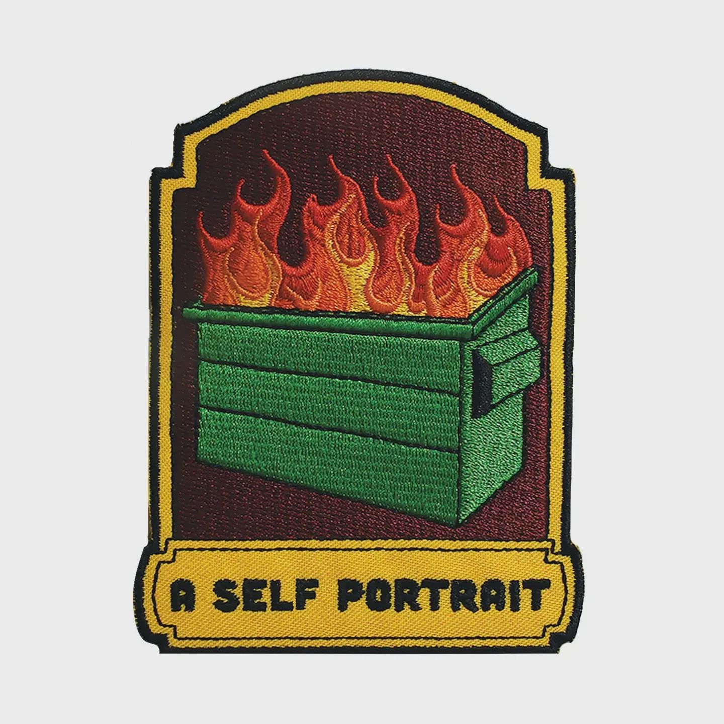 A Self Portrait Dumpster Fire Embroidered Patch Retrograde Supply Co.