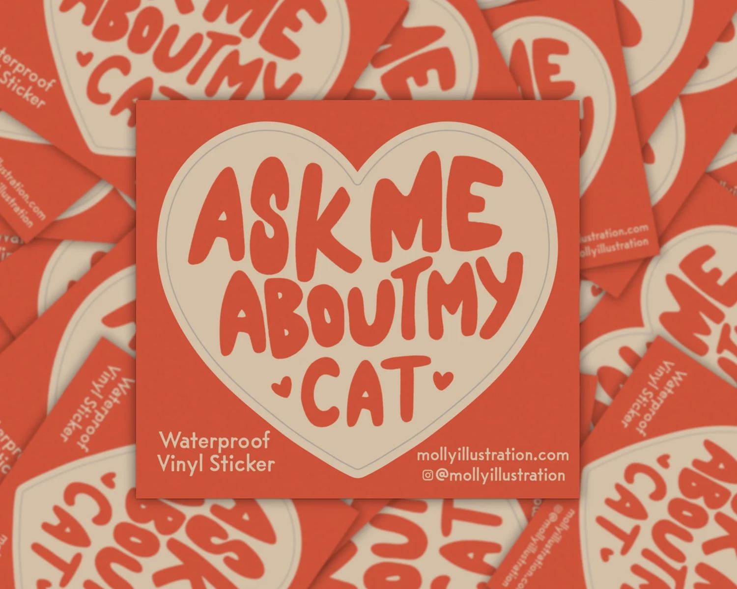 Ask Me About My Cat Waterproof Vinyl Sticker