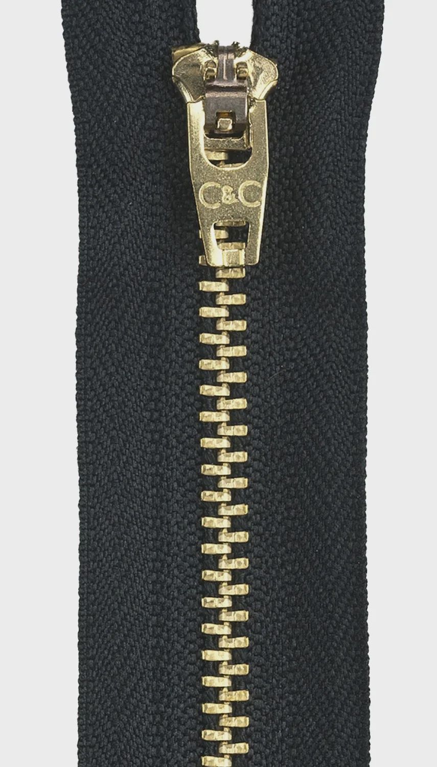 Black Packaged Metal Jeans Zipper 7in