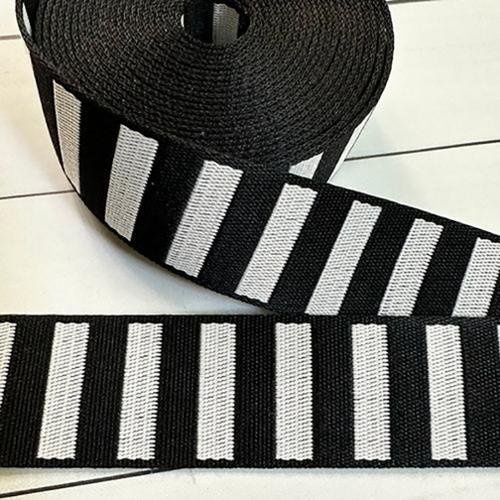 Bold Stripe Webbing in Black and White Stitch Supply 1.5in