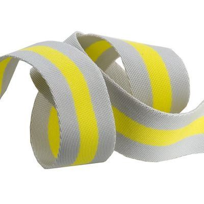 1.5" nylon webbing Soft Grey/Neon yellow Tula Pink