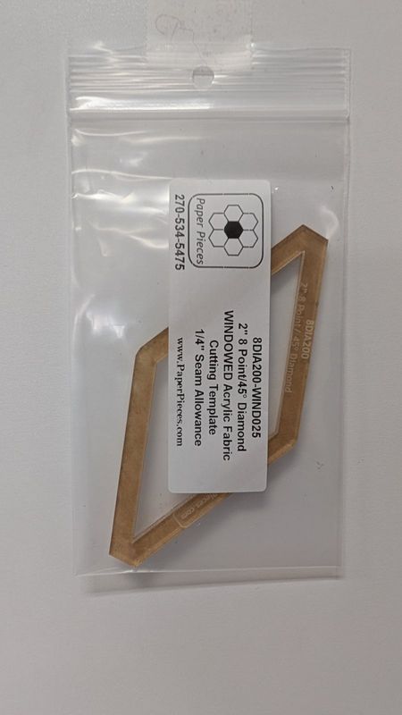 2" 8 Point Diamonds 1pc Acrylic Template EPP Paper Pieces