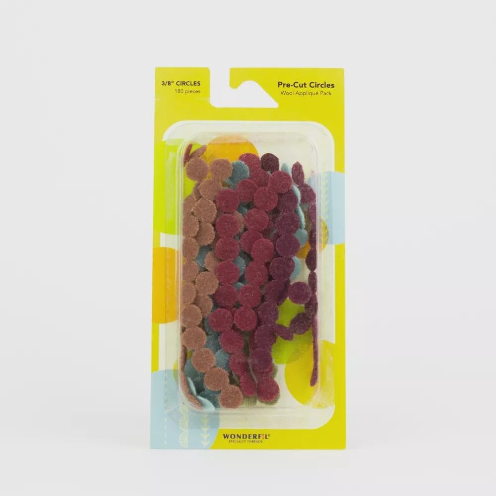 3/8"  Pre-Cut Wool Circles Applique Pack (Assorted Colors) Wonderfil, Color: Nature 3/8in