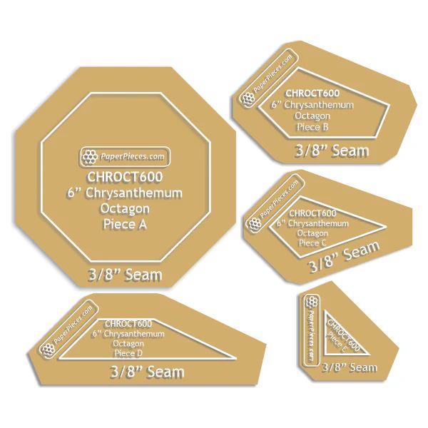 6" Chrysanthemum Octagon Acrylic Template (5pcs) EPP