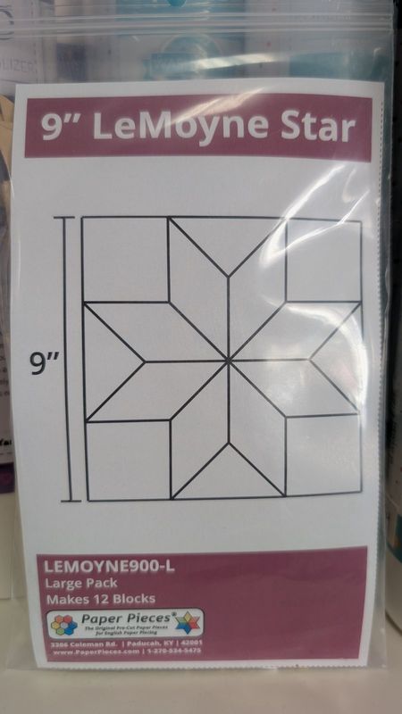 9" LeMoyne Star Large Pack 12 Blocks Paper Pieces EPP