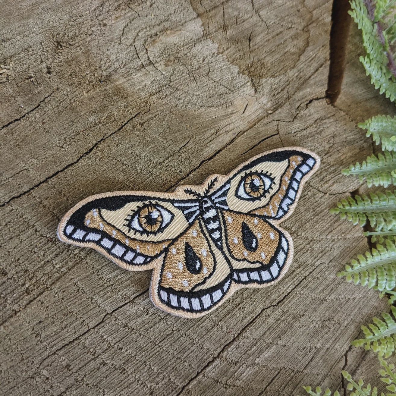 All Seeing Moth in Brown Embroidered Patch ilikesara