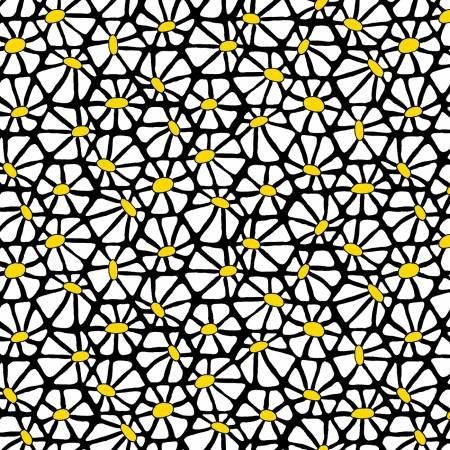 Black and White Daisy Cotton Canvas Summer Love Windham Fabrics