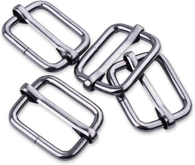 Black Tri - Glide Rectangle Slide Buckle Strap Adjuster  1"