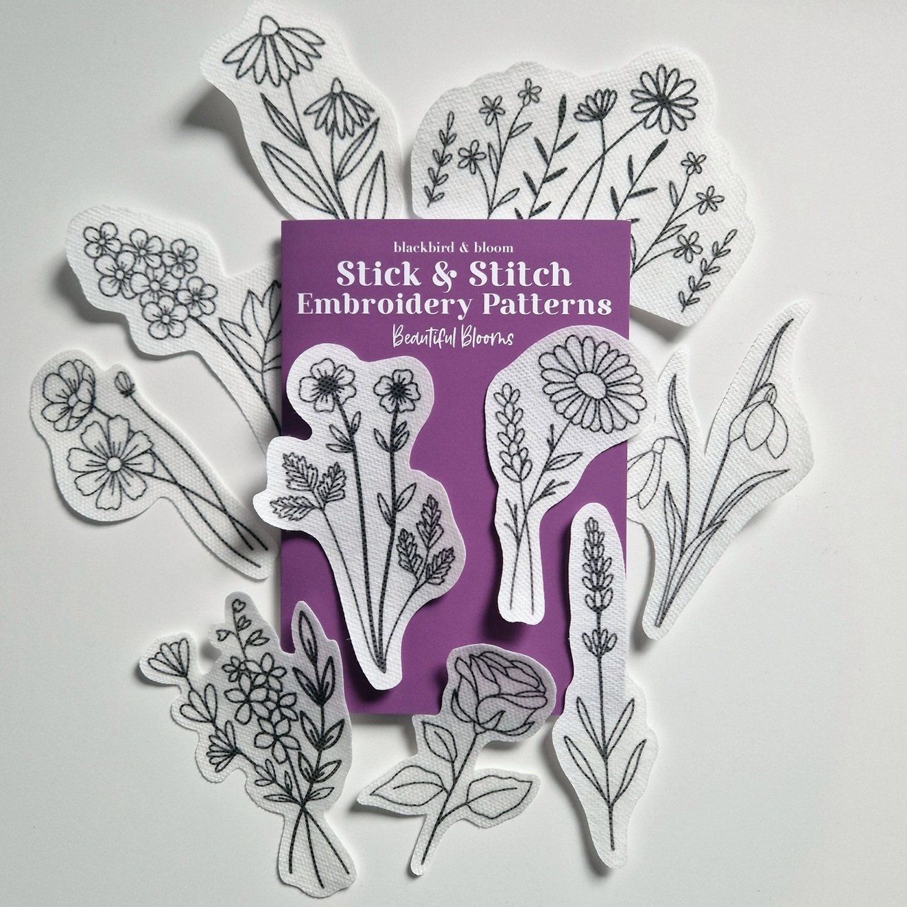 Blackbird &amp; Bloom Beautiful Blooms Stick &amp; Stitch Embroidery Patterns