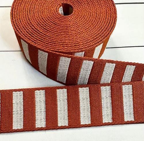 Bold Stripe Webbing in Saddle/Off white Stitch Supply 1.5in