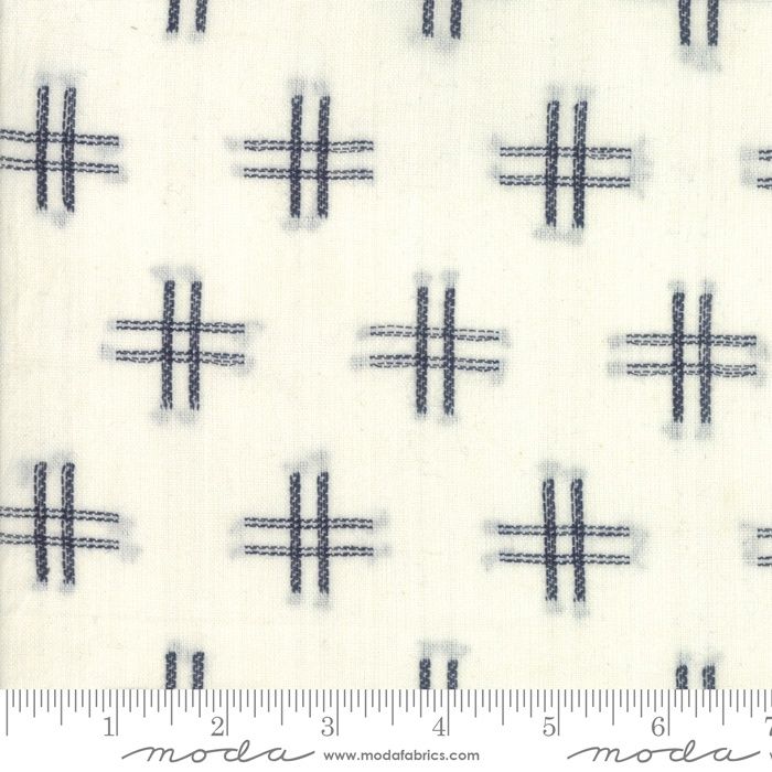Boro Foundations Cotton Woven - Ivory / Dark Indigo Crosshatch