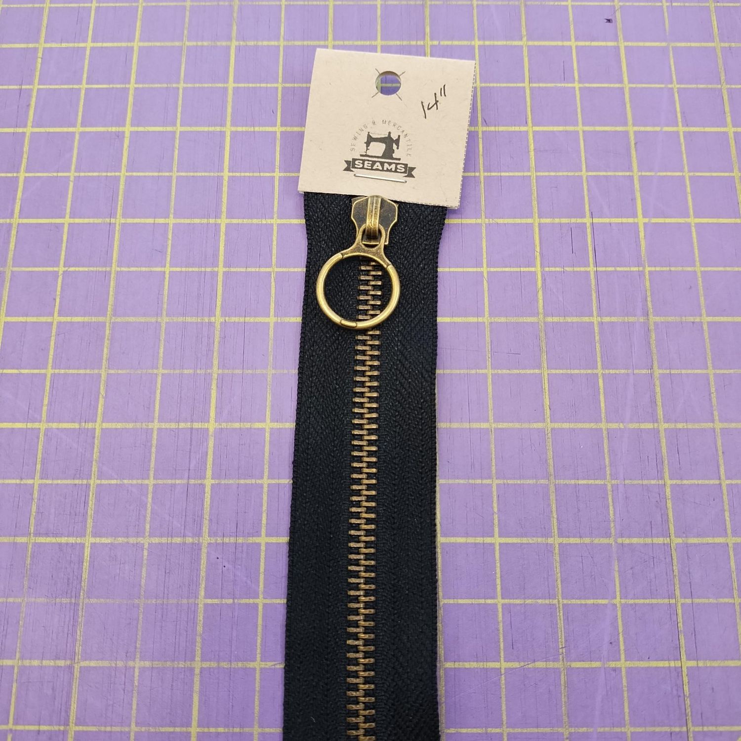 Buckthorn Zipper - Brass  - 14 in