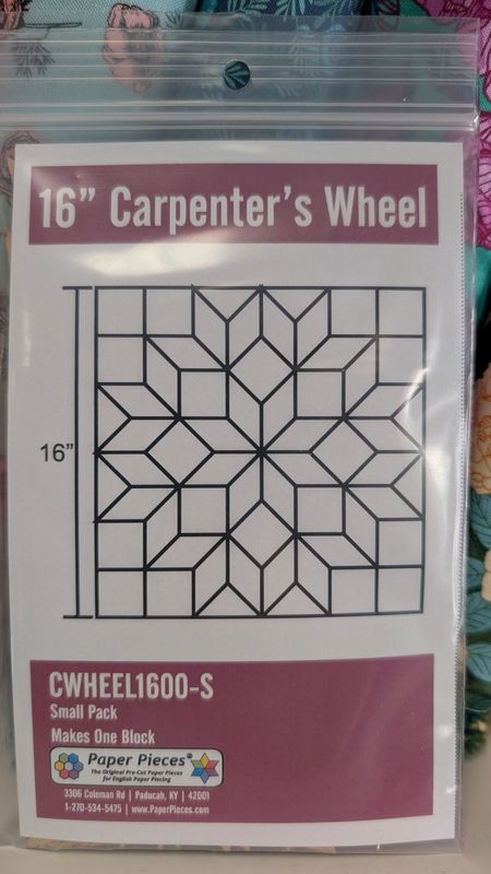 16" Carpenter's Wheel Block Small Pack 1 block EPP Paper Pieces