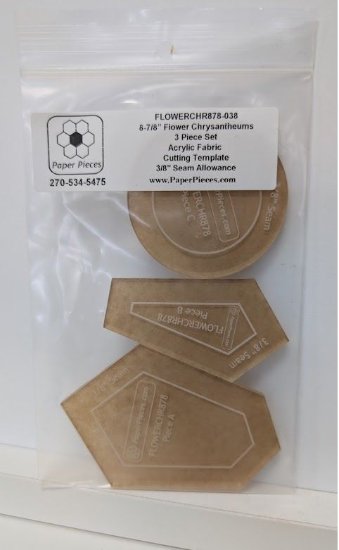 8-7/8" Flowers Chrysanthemums Acrylic Template 3 pcs EPP