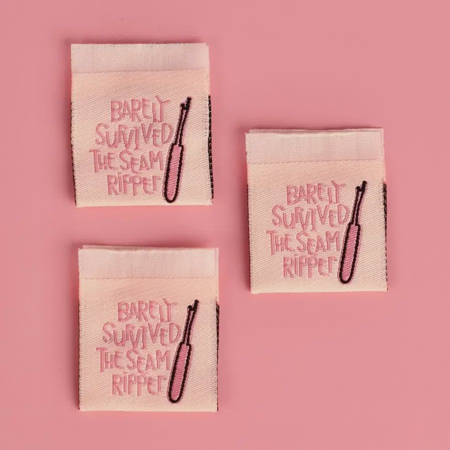 Barely Survived the Seam Ripper Woven Labels 3 pack Kati Cupcake
