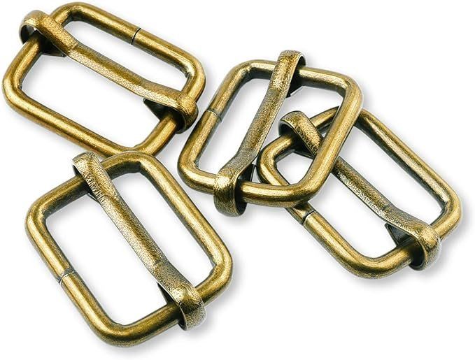 Bronze Tri - Glide Rectangle Slide Buckle Strap Adjuster  1"