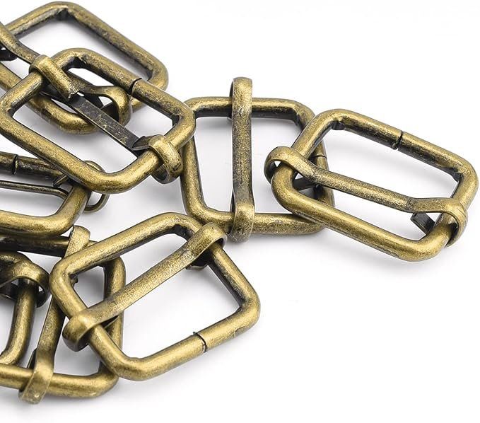 Bronze Tri - Glide Rectangle Slide Buckle Strap Adjuster  3/4"