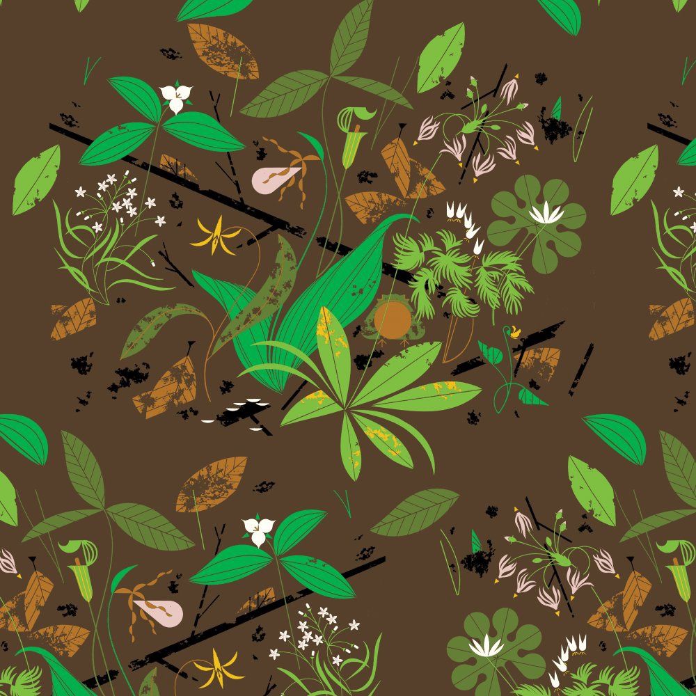 Charley Harper Spring Wildflowers - Organic Cotton Barkcloth