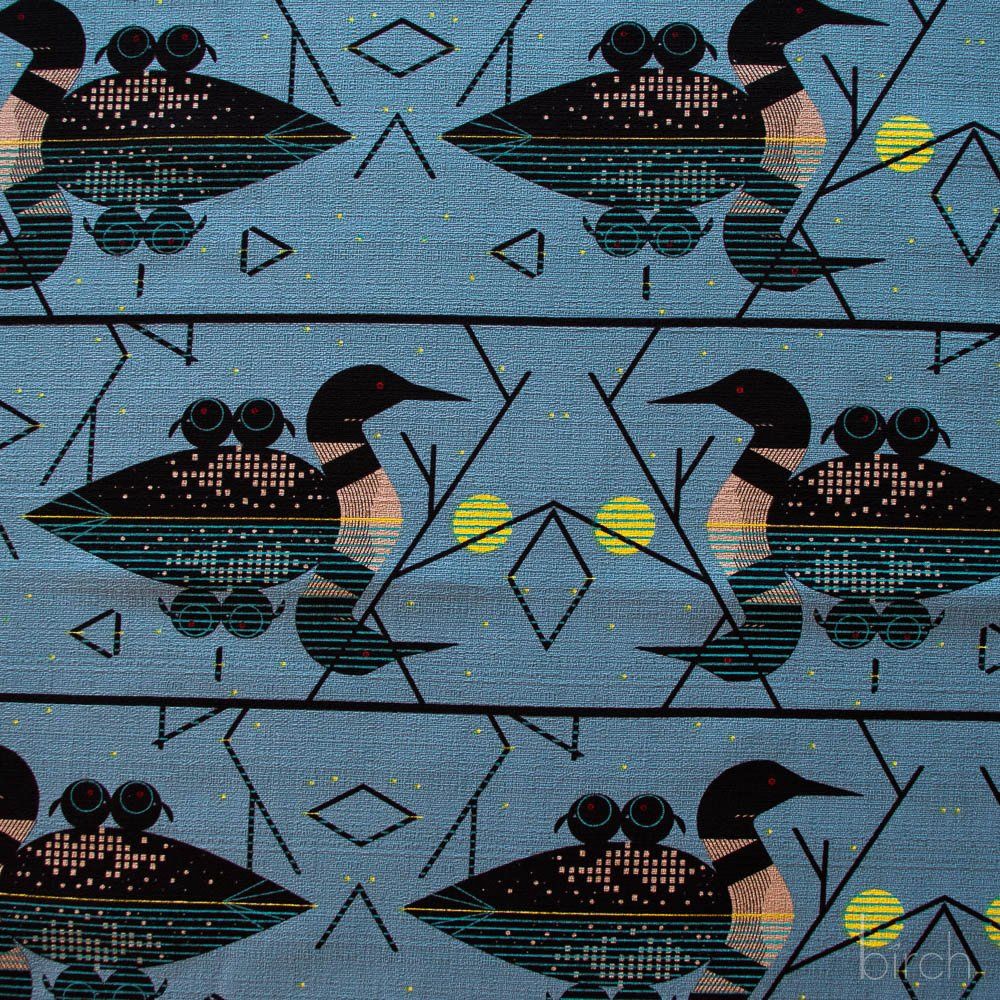 Clair De Loon Barkcloth Charley Harper