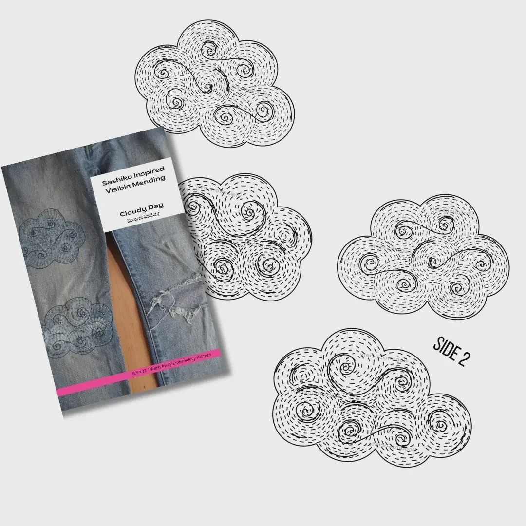 Cloudy Day- Visible Mending Stick and Stitch Embroidery Pattern LARGE