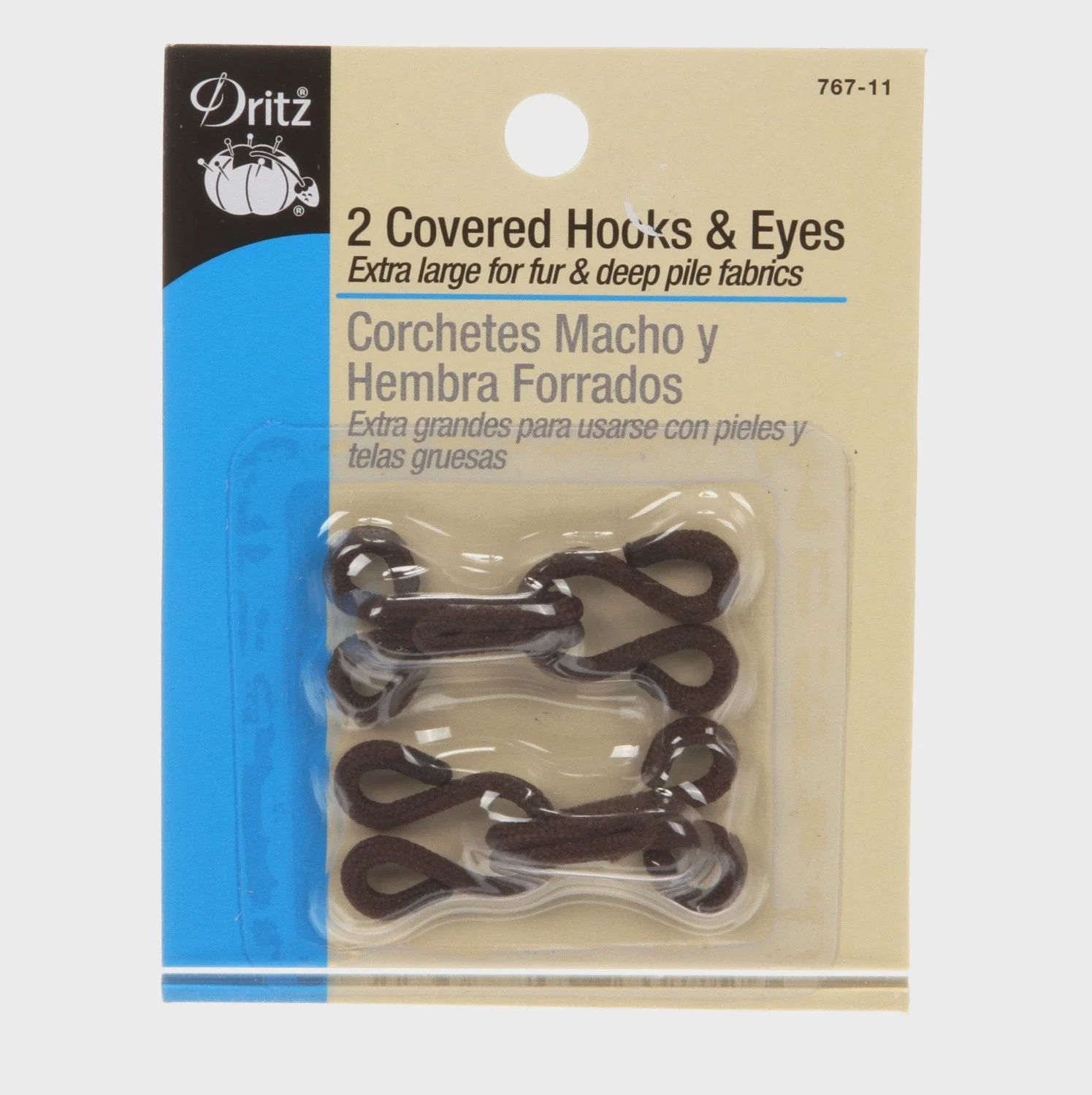 Covered Hooks and Eyes Extra Large Brown 2 sets