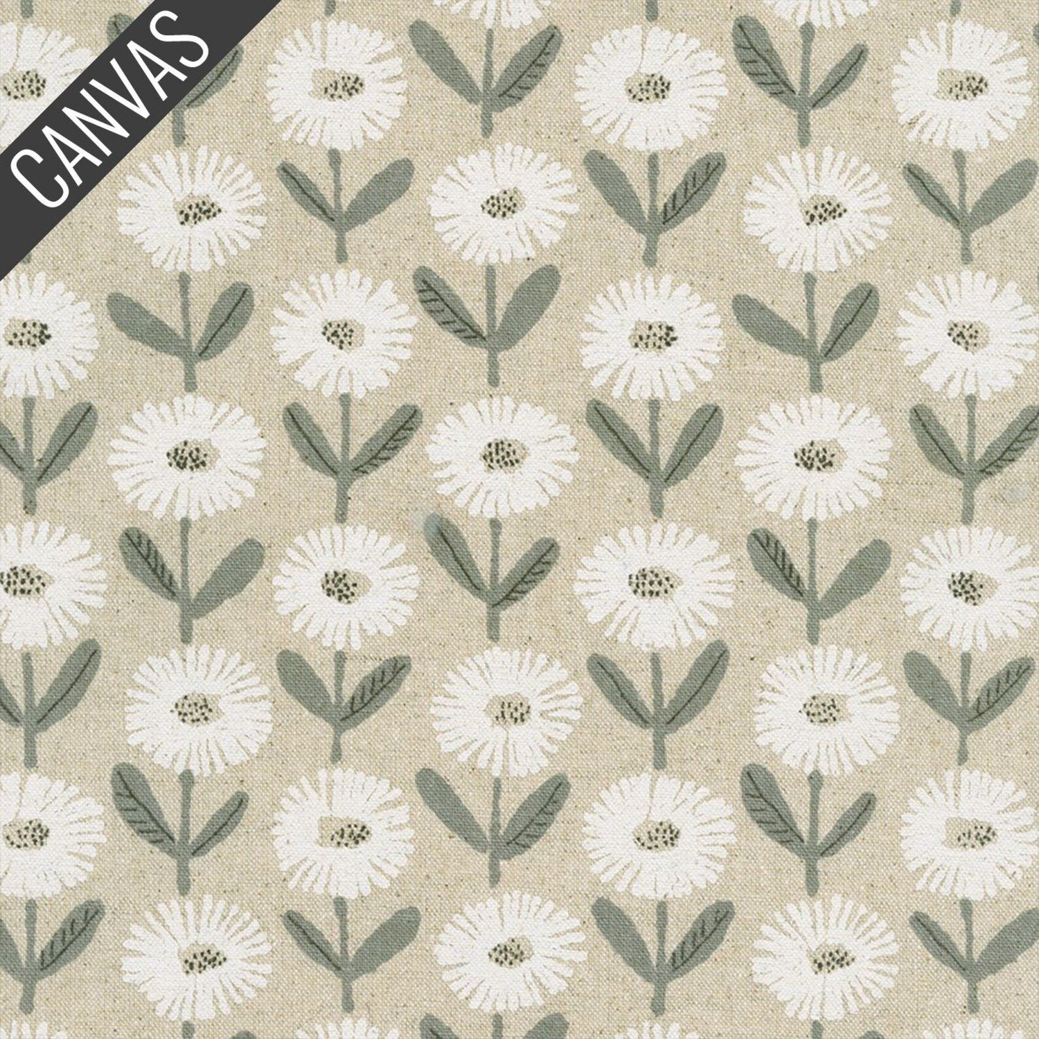 Daisy Field White - Sevenberry Cotton Flax Prints