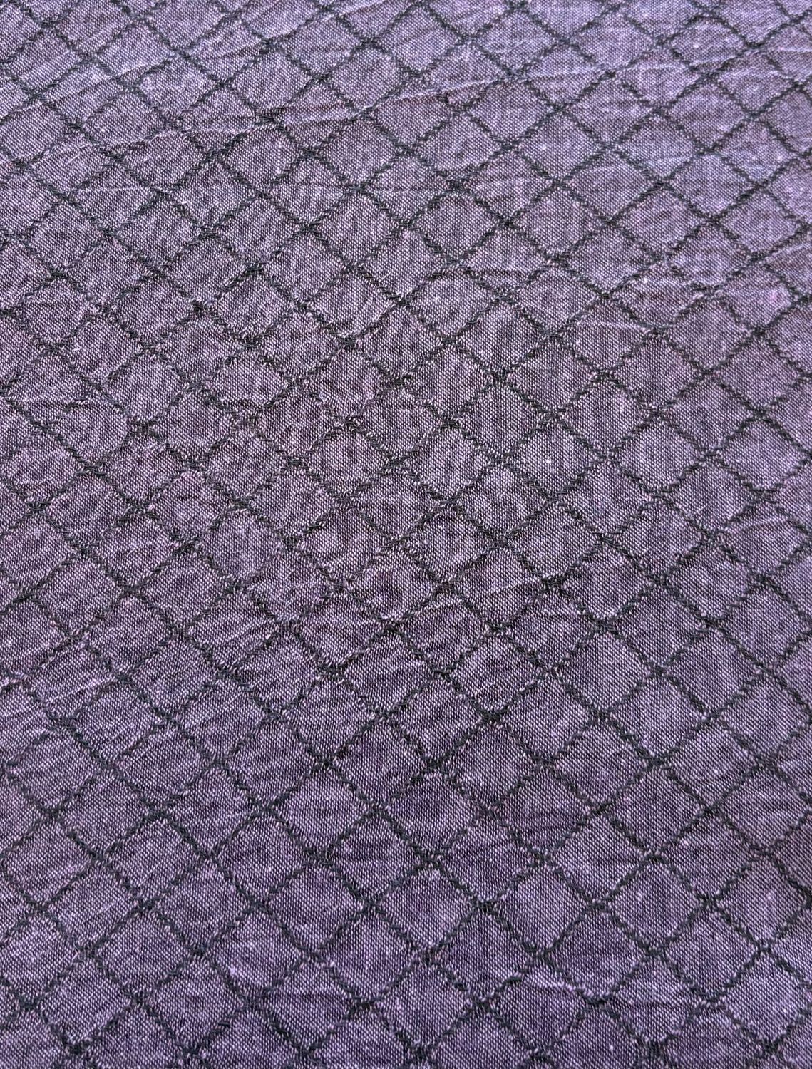 Dark Purple Diamond Dobby Weave Yarn Dye Cotton Linen Blend Japanese Import Asaki